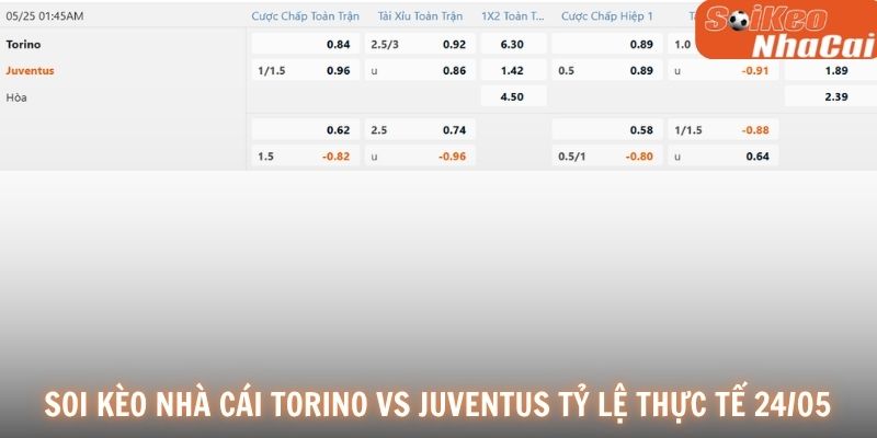 Soi kèo nhà cái Torino vs Juventus tỷ lệ thực tế 25/05