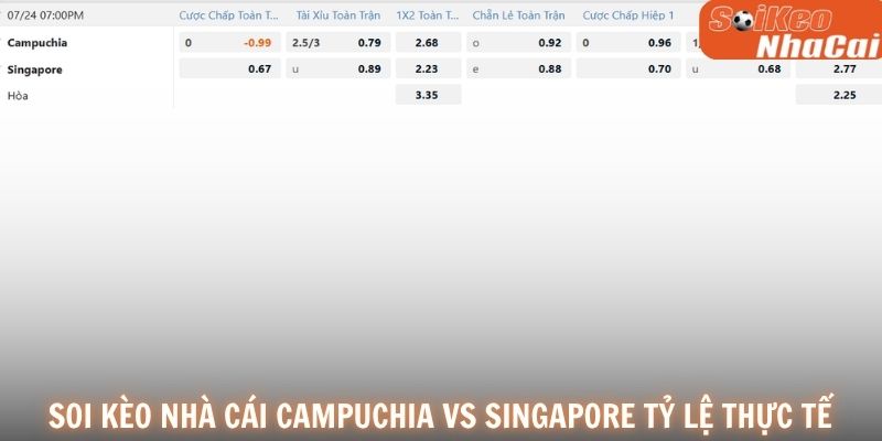 Soi kèo nhà cái Campuchia vs Singapore tỷ lệ thực tế
