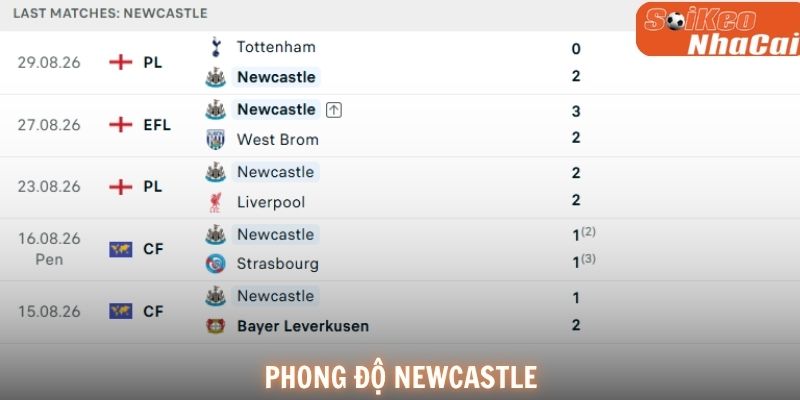 Phong độ Newcastle